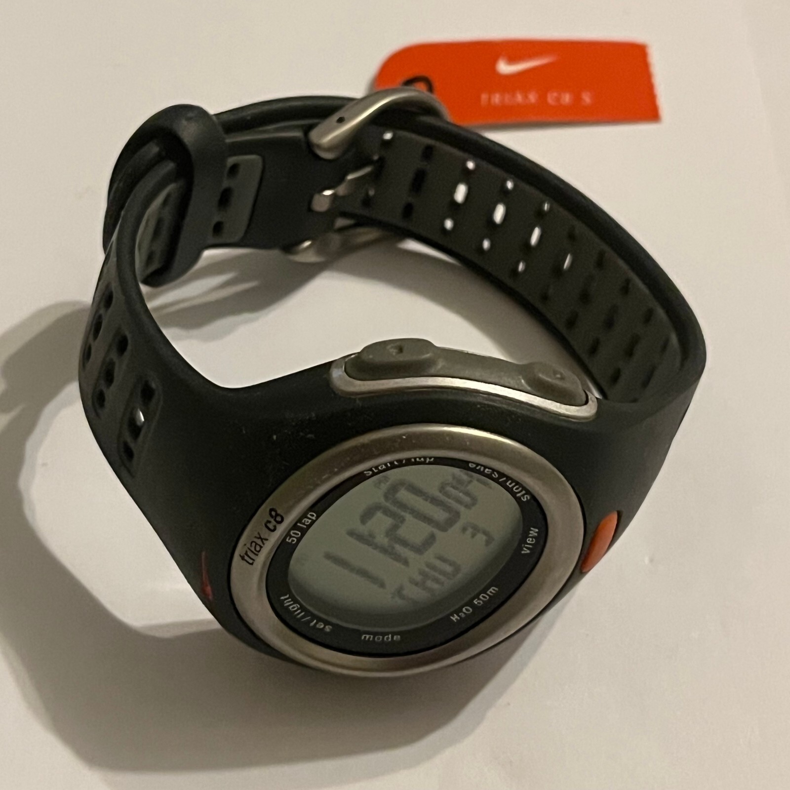 【新品.未使用】NIKE ナイキ Triax c8 SM0017 Nike Triax C8 SM0017 Multifunction Black Rubber 46mm Quartz