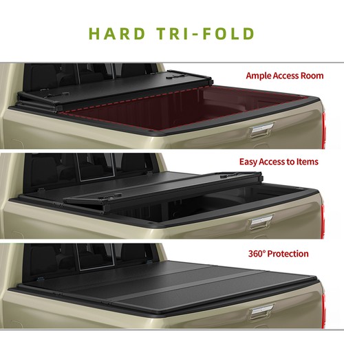 5 ft Hard 3-Fold Tonneau Cover Truck Bed For 2020-2024 Jeep Gladiator Waterproof