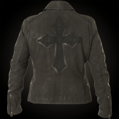 Pre-owned Affliction Leather Livestock Women's Jacket Black Biker Mma
