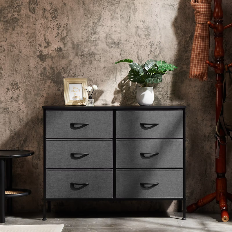 6 Fabric Drawers Nightstand, Bedside Table with Storage, Closet Chest, Furniture