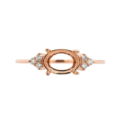 Oval 8x6mm East West Ring Semi Mount In 14k Rose Gold With Diamonds (39854)