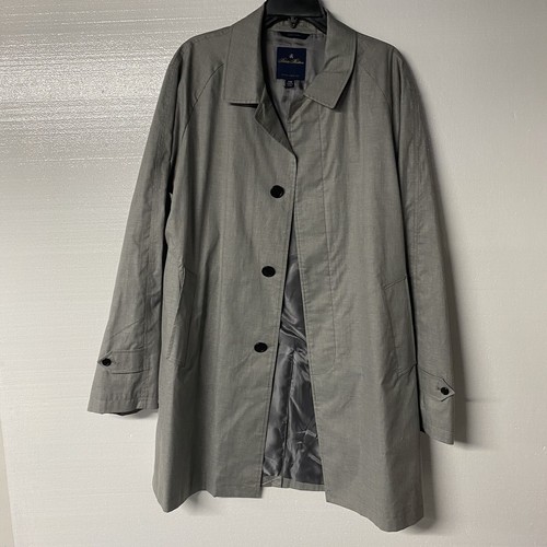 Brooks Brothers Trench Coat Men Gray 44R Button Front Classic