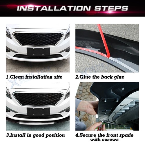 Universal Front Bumper Lip Body Kit, 4pcs Chin Spoiler Splitter for Most Cars