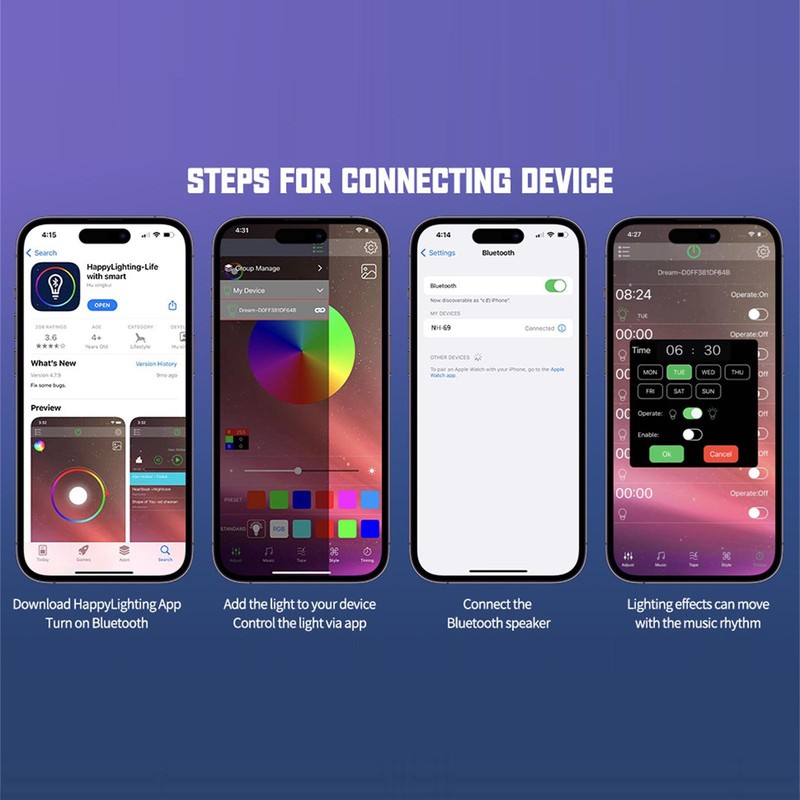 Multifunctional 4 in 1 Wireless Charger Atmosphere Lamp with Bluetooth Speaker