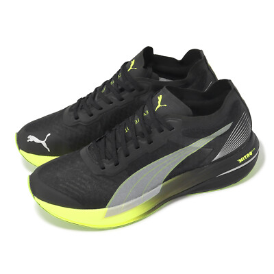 Puma Deviate Nitro Elite Carbon Black Lime Squeeze Men Running Shoes 377090-01