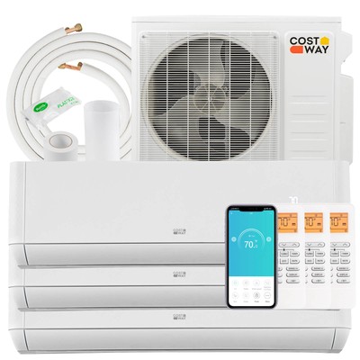 36K BTU 3 Zone 12K 18K BTU 21.5 SEER2 Mini Split Air Conditioner Work w/ Alexa