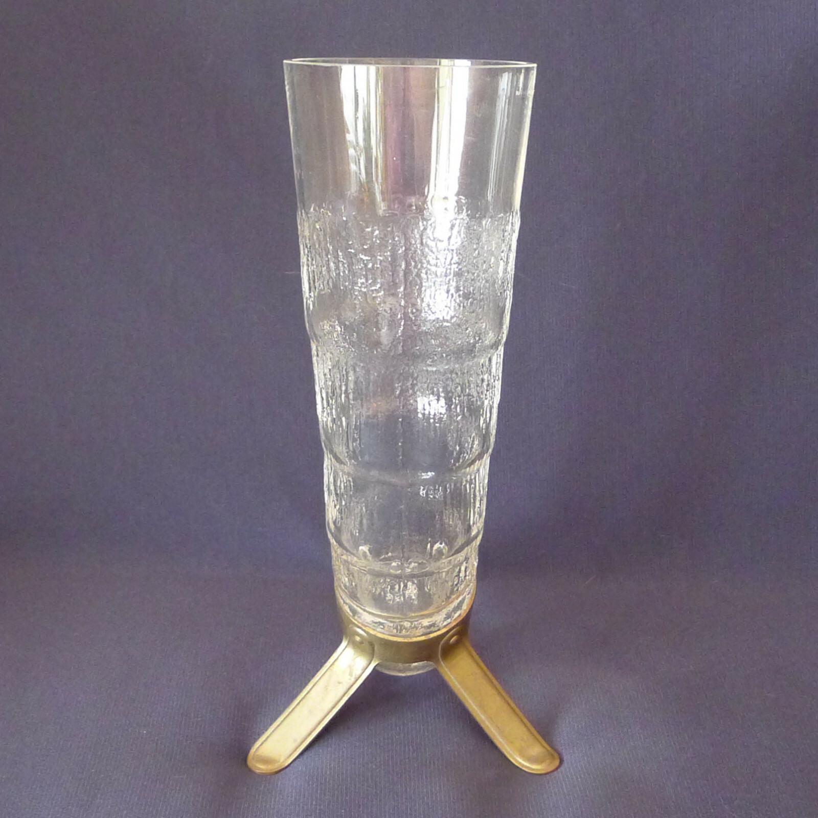 Glass Valto Kokko Harold Drinking Horn w/Brass Stand