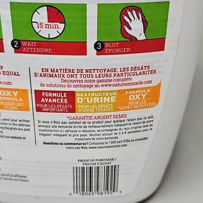 NATURE'S MIRACLE Stain & Odor Remover For Dogs Enzymatic Formula 1 Gallon (New)