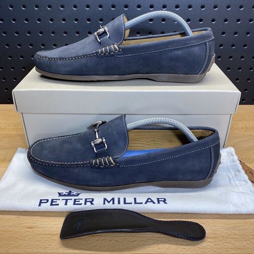 Pre-owned Peter Millar Catalina Bit Driver Suede Shoes Navy Loafers Men's Size 8 In Blue