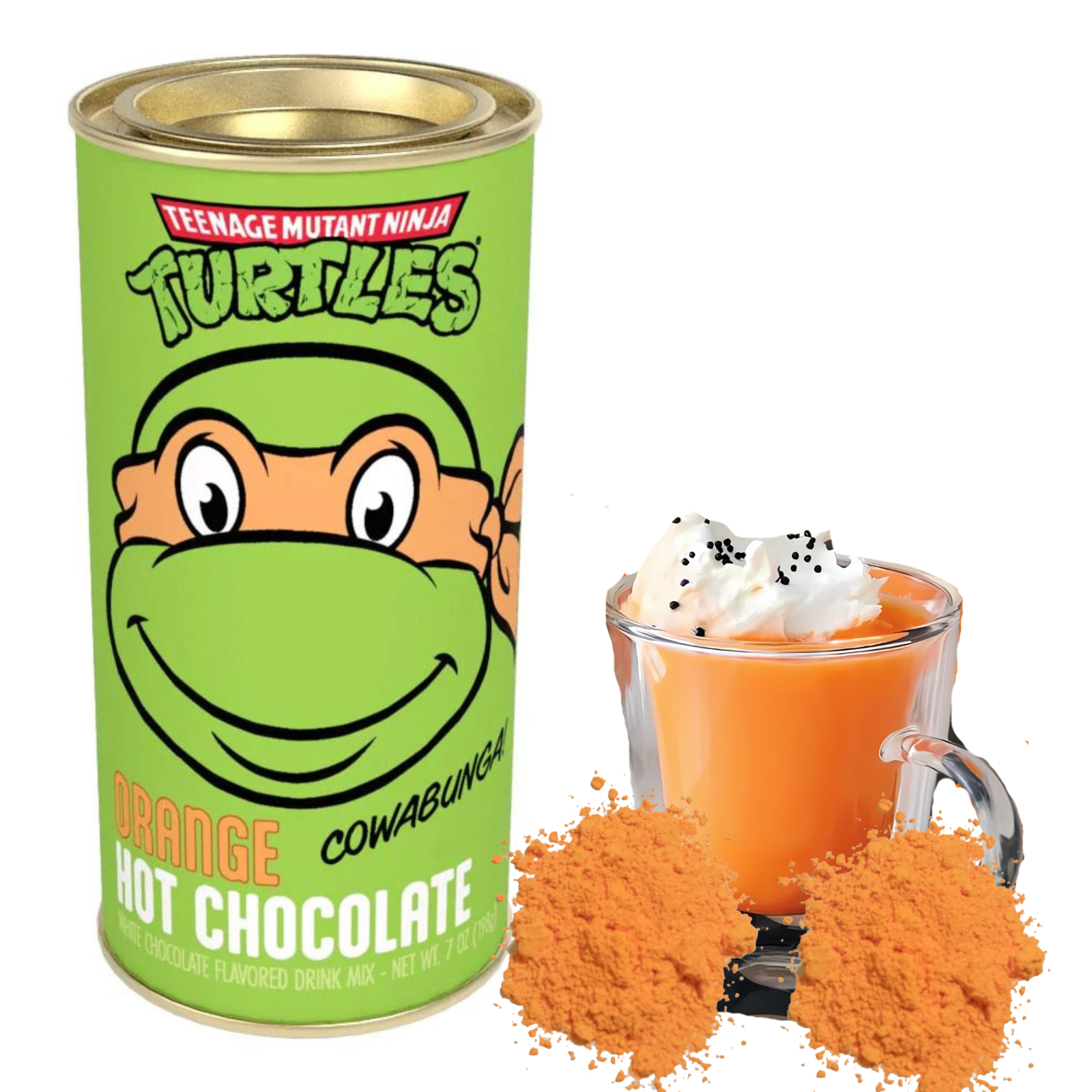 TMNT TEENAGE MUTANT NINJA TURTLE COCOA CHOCOLATE 8 OZ CAN HOT COLOR MIX