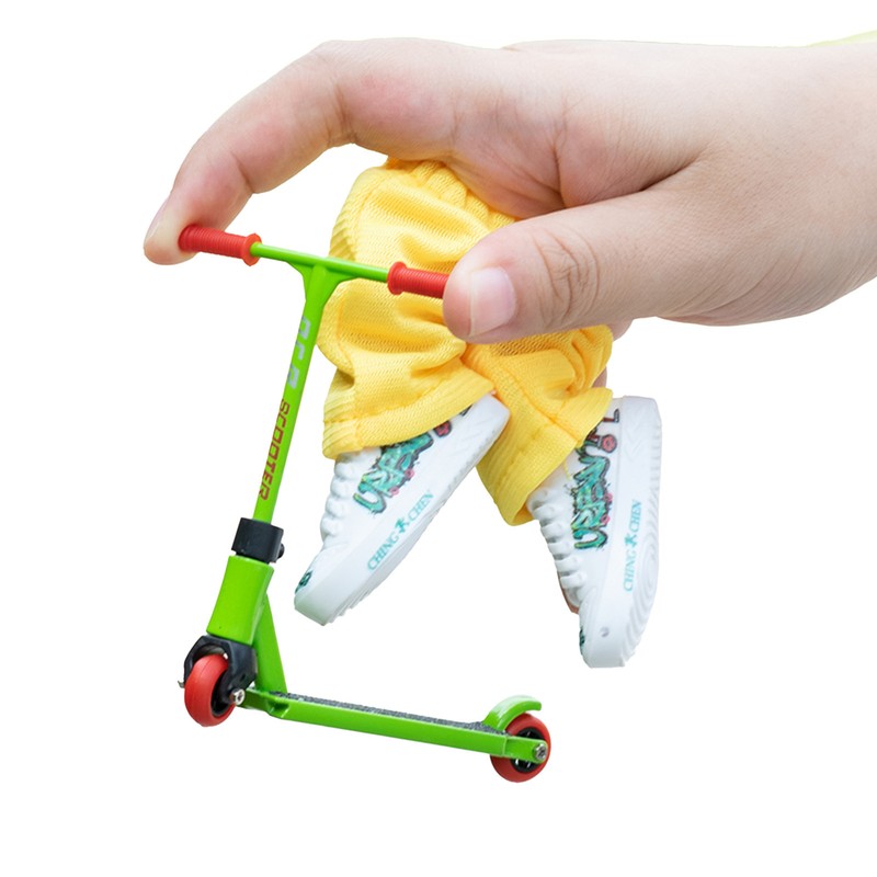 Mini Finger Scooter Toy Skateboards Shoes Pants Alloy Finger Board Set Kids Gift