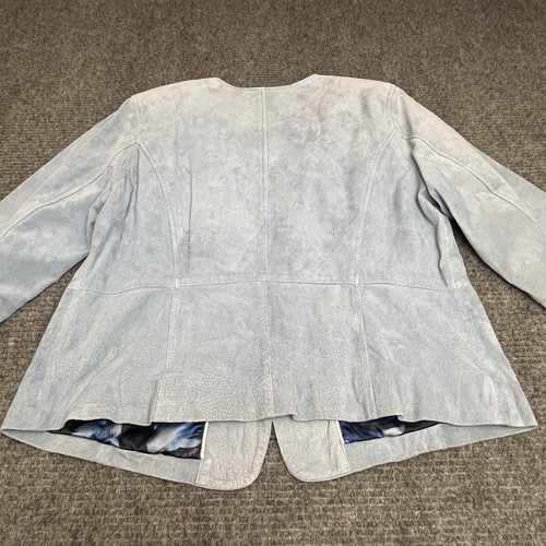 Isaac Mizrahi Live Womens Jacket Blue Suede Size Large 14 Zip Up Lined