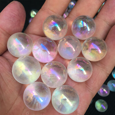 100g Rainbow aura sphere titanium quartz crystal ball healing