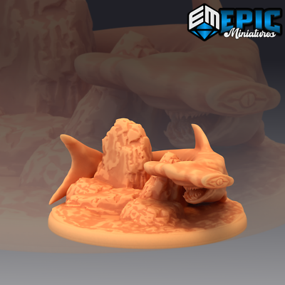 HAMMERHEAD SHARK, Dungeons and Dragons Miniature, D&D, Epic Miniatures, Fantasy