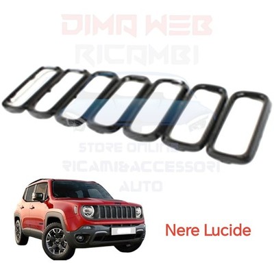 KIT SET MODANATURE NERE LUCIDE PER GRIGLIA RADIATORE JEEP RENEGADE DAL 07 2018