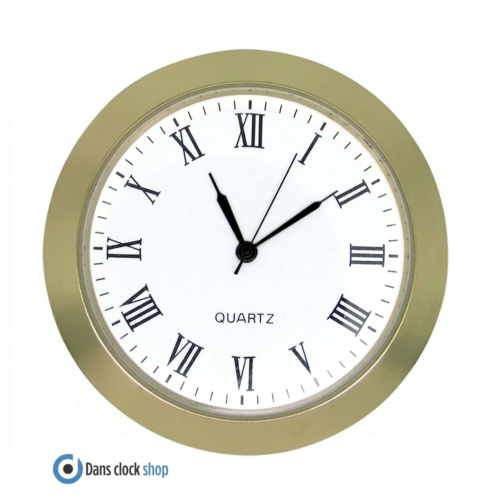 Replacement Miniature Clock Insert Gold Bezel Roman Numerals Battery Included