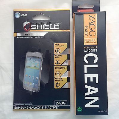 ZAGG invisibleSHIELD Screen Protector Full Body+Cleaner Samsung Galaxy S5 ACTIVE