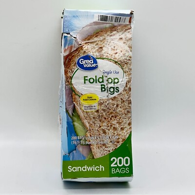 Great Value 195 Pack Sandwich Bag Fold Top Bags Lunch Bag Organizing Bag Kitchen