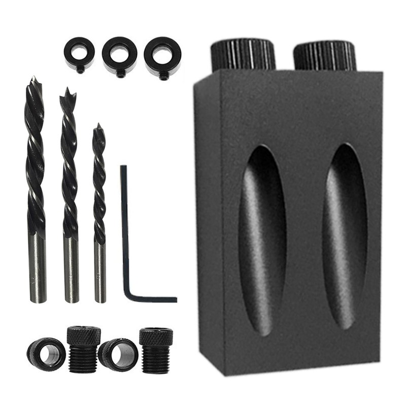 7/14PCS Pocket Hole Screw Jig 15 Degrees Dowel Drill Joinery Kit Carpenter Wood
