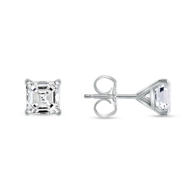 Pre-owned Shine Brite With A Diamond 1.75 Ct Princess Cut Earrings Studs Real Solid 14k White Gold Push Back Martini In White/colorless
