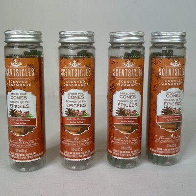 Lot Of (4) ScentSicles Spiced Pine Cones Scented Ornaments 6 Sticks NEW