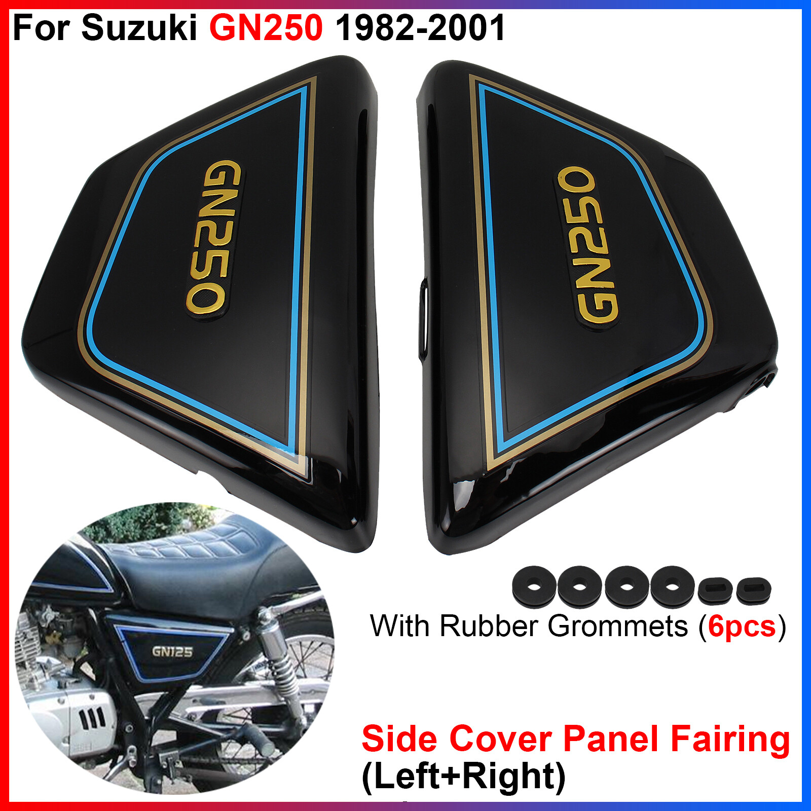 For Suzuki GN250 1982-2001 Left+Right Side Cover Panel Fairing W