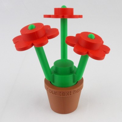 Big Brick Flower with pot - 3D Printed - Life-Size Blocks - Custom color options