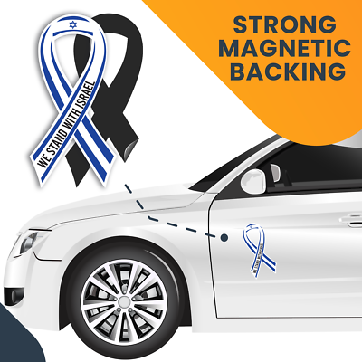 Magnet Me Up We Stand With Israel, Israeli Support Flag Ribbon Magnet, 3.5x7