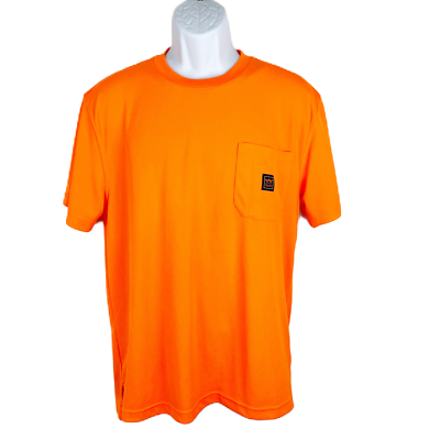 Walls Shirt Men Medium Neon Orange Outdoor Goods Short Sleeve