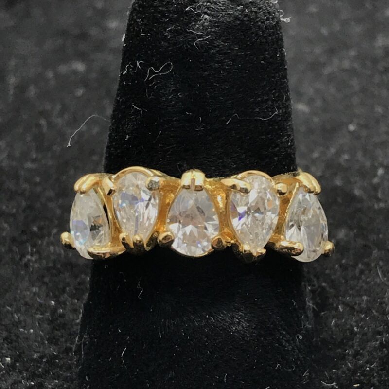 Vintage 18KT GE Gold Plated & Cubic Zirconia  Statement Look Ring   varied sizes