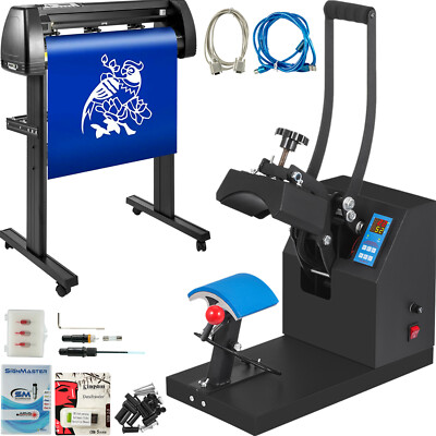 Heat Press Hat Cap 5.5''x3.5'' + Vinyl Cutter Plotter Machine 53'' w/Floor Stand