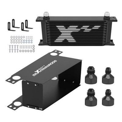 Aluminium Transmission Oil Cooler 16 Reihen Universal Ölkühler Kit mit Adapter