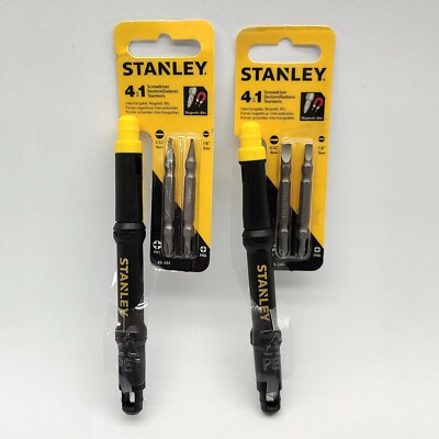   2pk Stanley 4-in-1 Reversible Pocket Screwdriver Magnetic Bits Phillip Flat