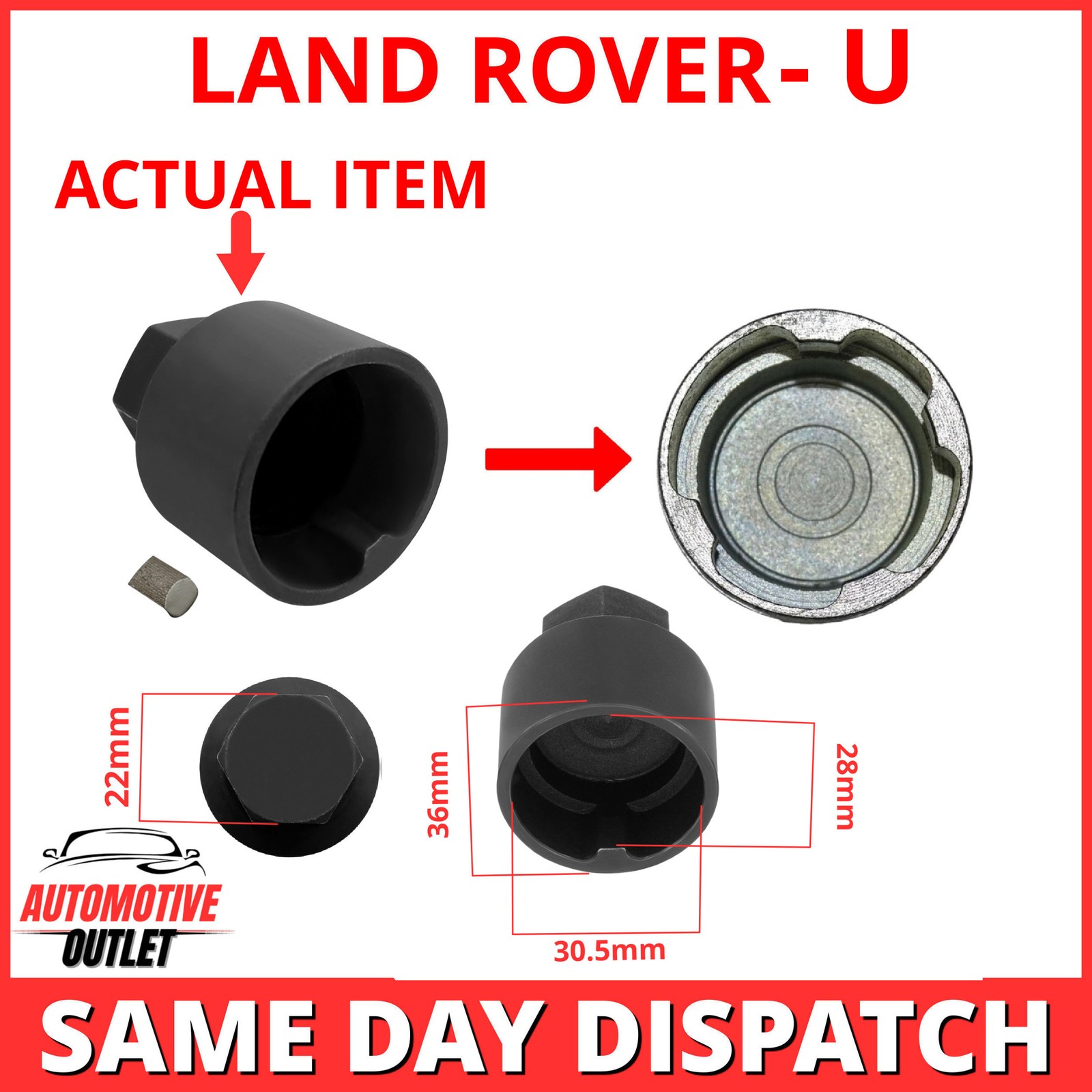DISCOVERY 3/4 LOCKING WHEEL NUT BOLT KEY U FOR LAND ROVER RANGE ROVER KBM500190
