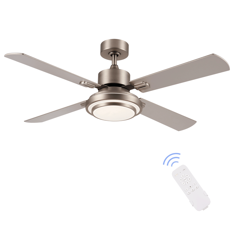Secondhand 52" Ceiling Fan with Remote LED Lights Built in Memory Brushed Nickel