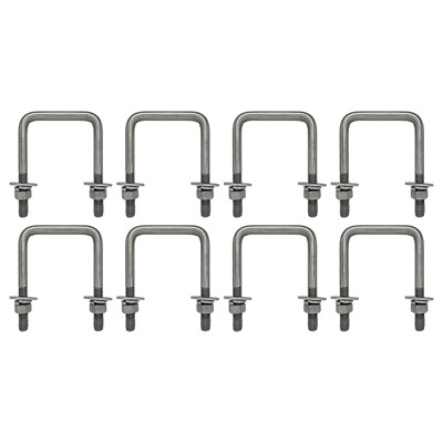 (8) Galvanized Square U Bolt Kit 1/2'' D x 3-1/16'' W x 4-5/16'' L for Boat Trailer