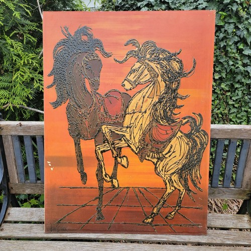 Vintage Lee Reynolds Burr Dancing Horses Wall Art Print MCM I