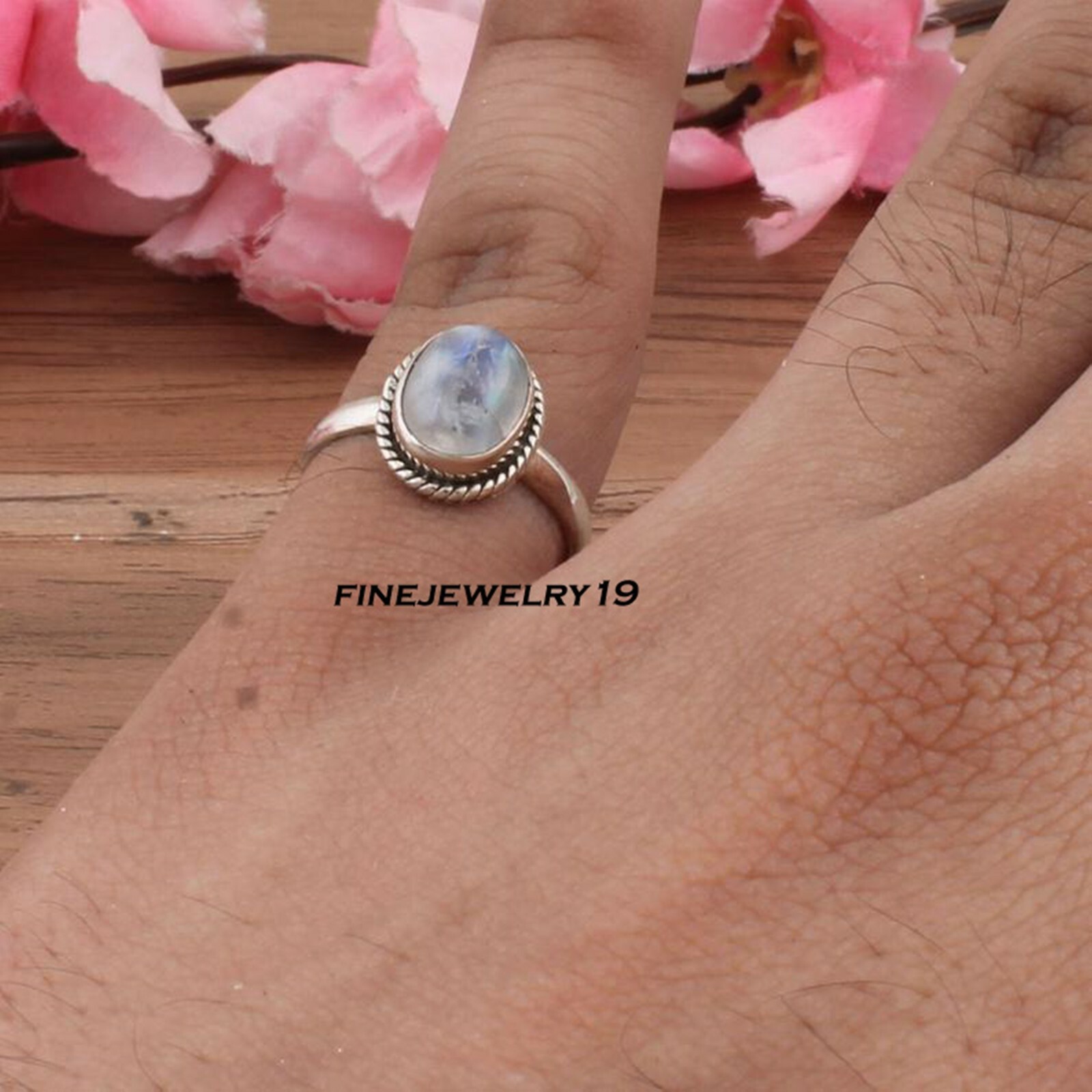 Moonstone Ring Solid 925 Sterling Silver Ring Band Ring