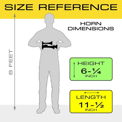 VIXEN HORNS TRAIN AIR HORN 3 TRUMPETS BLACK FOR TRUCK/CAR/SUV LOUD SOUND 12V/24V