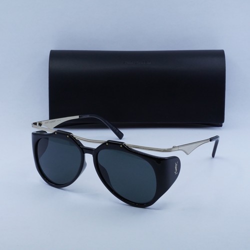 Pre-owned Saint Laurent Slm137 Amelia 001 Gold/black/black 55-14-135 Sunglasses Aut...