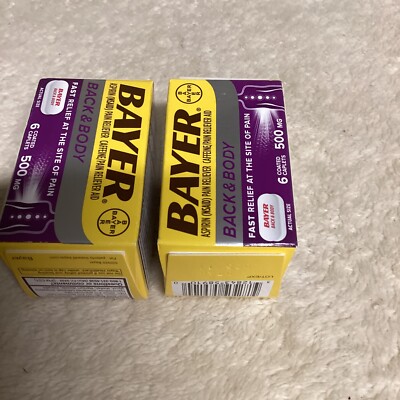 LOT OF 2- Back & Body Fast Relief At The Site Of The PainAspirin - 500mg, 6 Ct