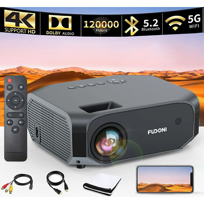 Projector WiFi Bluetooth 4K 20000L 1080P Portable Office HomeTheater with Screen