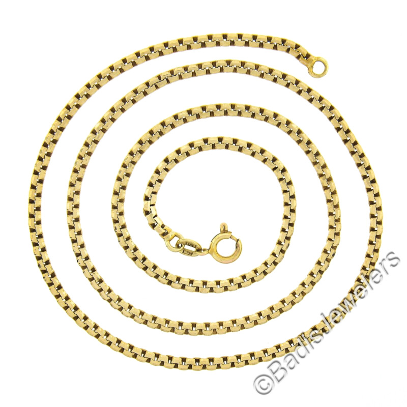 14k Yellow Gold 19.5" Long 2.4mm Unique Beveled Box Or 3d S Link Chain Necklace