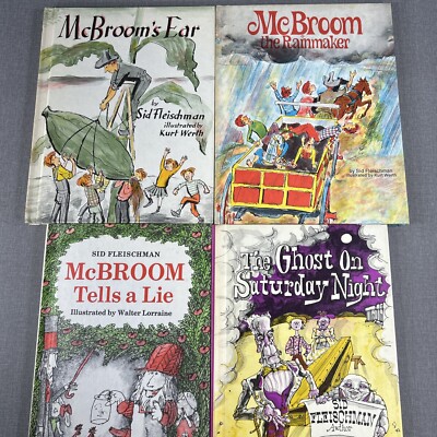 Sid Fleischman 4 Hardcover Book Lot ~ McBroom Tells Lie Rainmaker McBroom's Ear