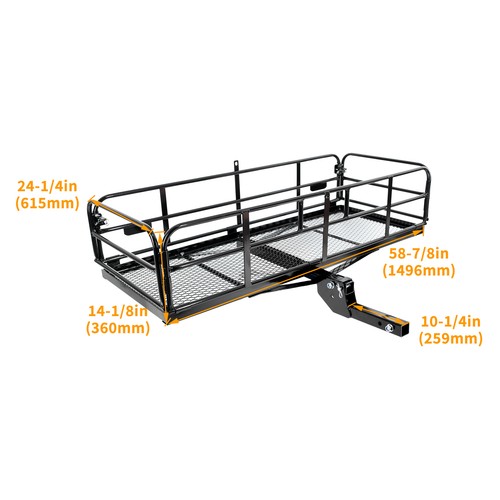 Folding Trailer Hitch Mount Cargo Basket Luggage Rack Carrier w/ 2" Receiver