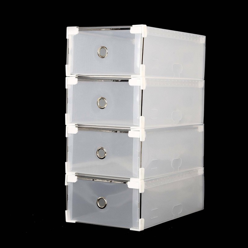 12xSchuhboxen transparent stapelbar Schuhaufbewahrung Box Kunststoff