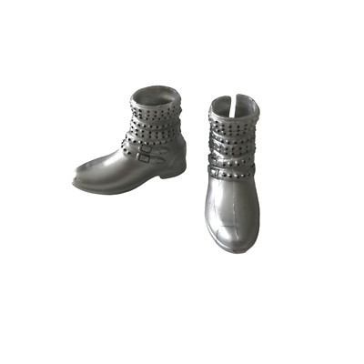Creatable World Doll Shoes Metallic Silver Black Studs Boots Tennis Shoes