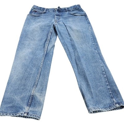 Rasco FR Mens Work Jeans Blue Denim Straight Leg 35x27 Button Fly
