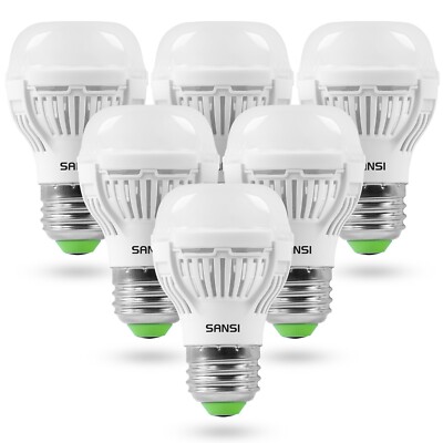 SANSI Ceramic 60W 6 Pack LED Light Bulb 9W 900lm A15 Energy Saving 5000K COC E27