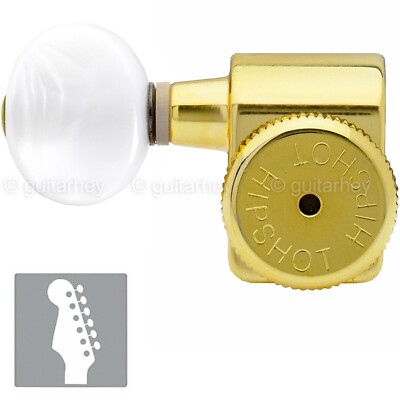 NEW Hipshot STAGGERED OVAL PEARL Kit Fender  Directrofit  LOCKING LEFTY - GOLD